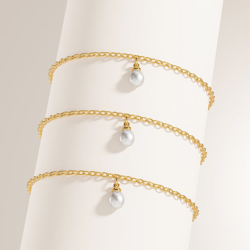 Fine Organic Pearl Bracelet Bridesmaid Gift Set (Gold)