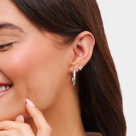 Moon and Back Hoop Earrings (Silver)