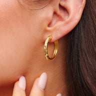 Moon and Back Hoop Earrings & Ring Set (Gold)