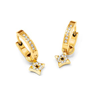 Moon and Back Star Huggie Earring Set (Gold)