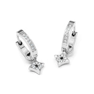 Moon and Back Star Huggie Hoop Earrings (Silver)