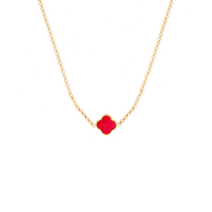 Red Custom Clover Name Necklace (Gold)