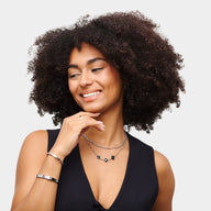 Black Enamel Clover Custom Name Necklace (Silver)