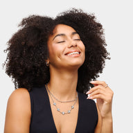 Textured Clover Custom Name Necklace (Silver)