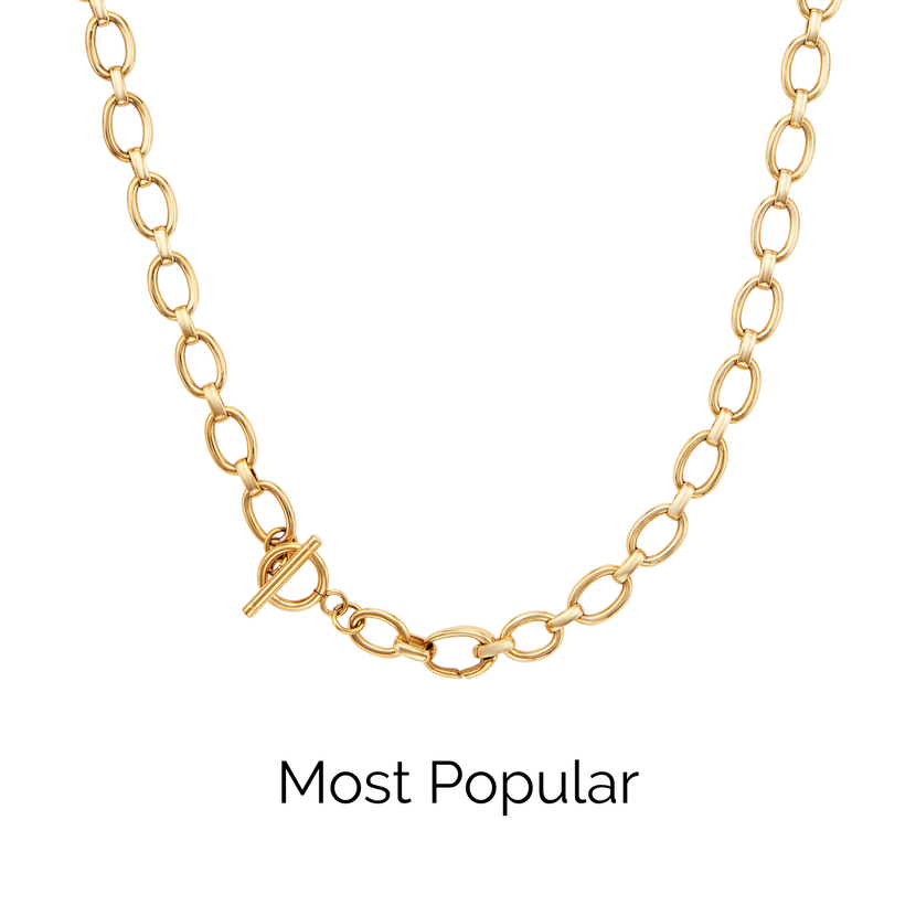 Layering Oval Link Chain Necklace (Gold)