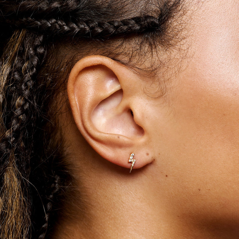 Strike Twice Lightning Bolt Earrings (Gold)