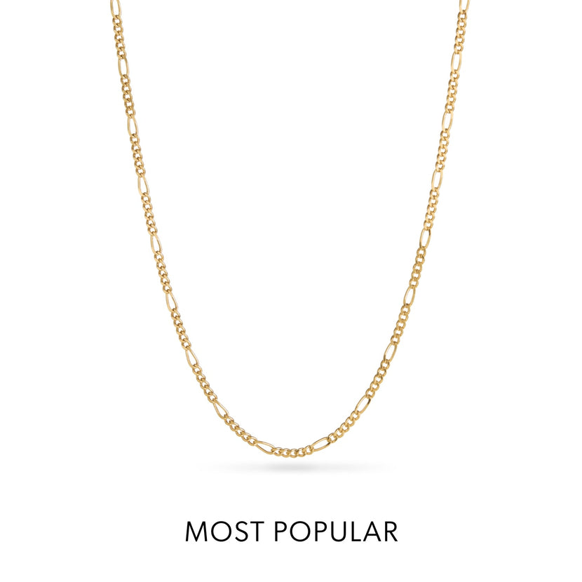 Layering Small Figaro Chain Necklace (Gold)