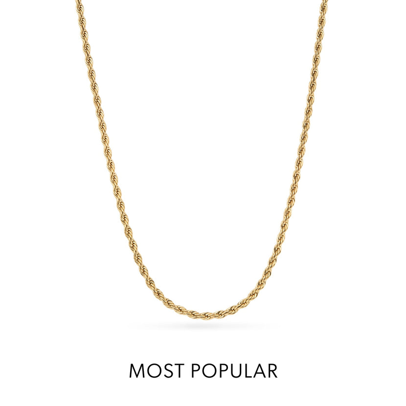 Small Rope Chain Necklace (Gold)