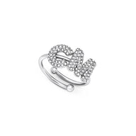 Spotlight Pavé Bubble Initial Ring (Silver)