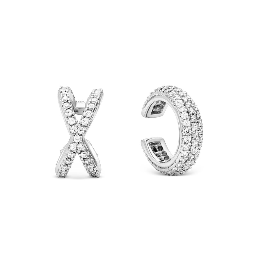Spotlight Pavé Ear Cuff Stack (Silver)