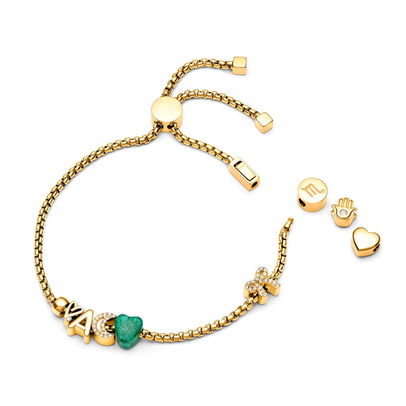 Moon and Back Moon Bracelet Charm (Gold)