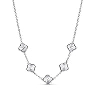 Textured Clover Custom Name Necklace (Silver)