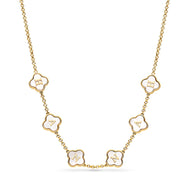 Pearl Clover Custom Name Necklace (Gold)