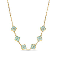 Amazonite Clover Custom Name Necklace (Gold)