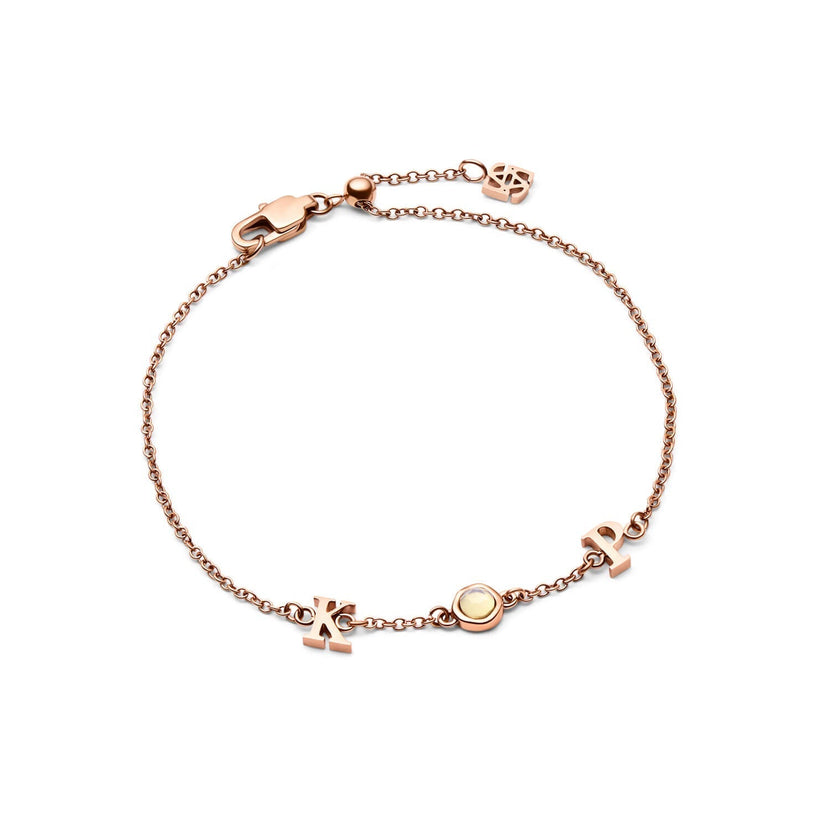 Made Mine Initials & Birthstone Bracelet (Rose Gold)