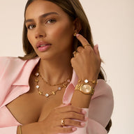 Pearl & Fluted Butterfly Bracelet (Gold)