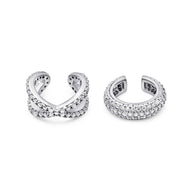 Spotlight Pavé Ear Cuff Stack (Silver)