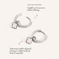 Fine Mini Pearl Clover Huggie Earrings (Silver)