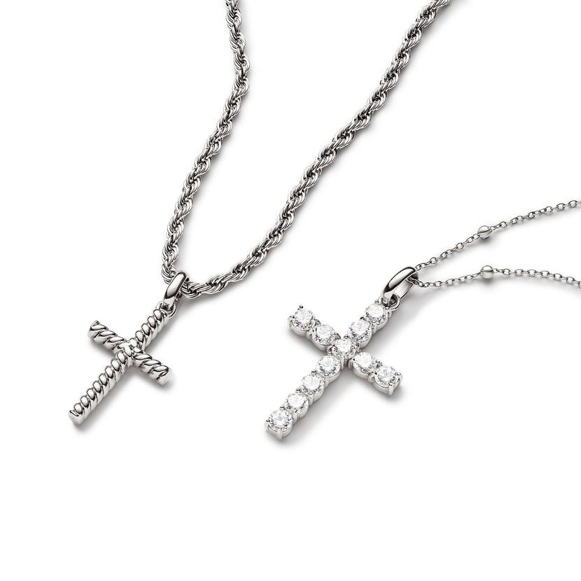 La Croix Crystal Cross Pendant (Silver)