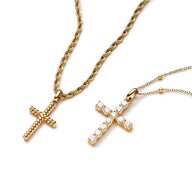 La Croix Crystal Cross Pendant (Gold)