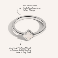 Fine Mini Pearl Clover Ring (Silver)