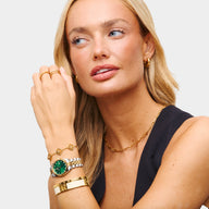 Tigers Eye Clover Custom Name Bracelet (Gold)