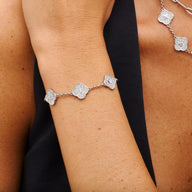 Shimmer Pavé Clover Bracelet (Silver)