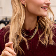 Quilted Hoop Earrings (Gold)