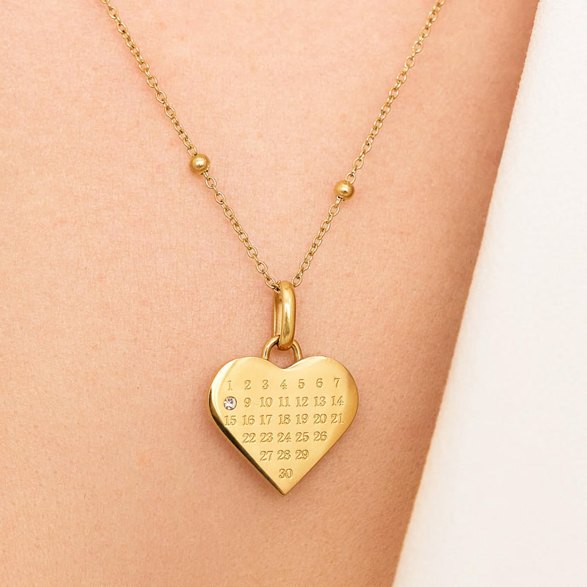 Custom Heart Calendar Necklace (Gold) (Copy)
