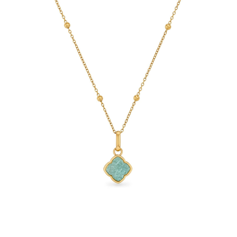 Amazonite Clover Necklace (Gold)