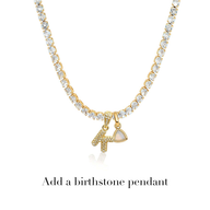 Bubble Initial Tennis Necklace (Gold)