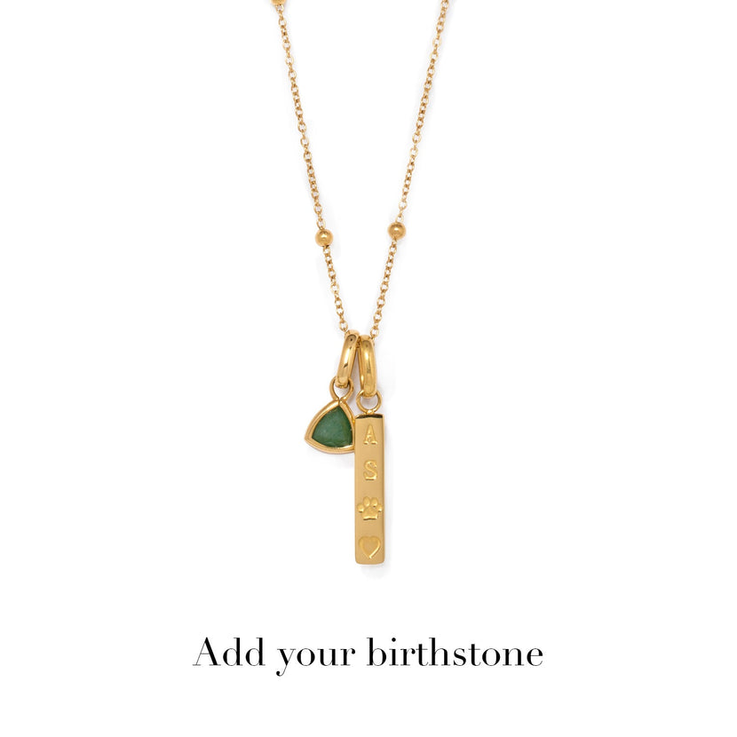 Custom Stamped Bar Pendant Necklace (Gold)