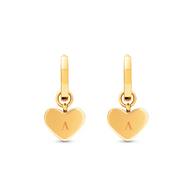 Chocolate Brown Heart Huggie Earrings (Gold)
