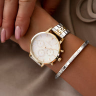 JT - Crystal Heart Bangle (Silver)