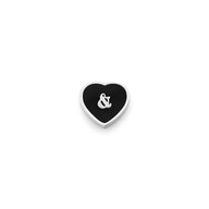 Black Enamel Heart Charms (Silver) - &