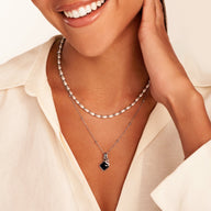 Black Enamel Clover Pendant (Silver)