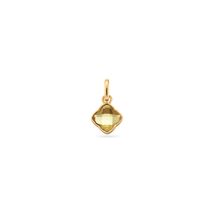 Faceted Birthstone Clover Pendant (Gold)