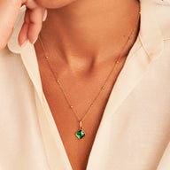 Faceted Birthstone Clover Necklace (Gold) - Updated