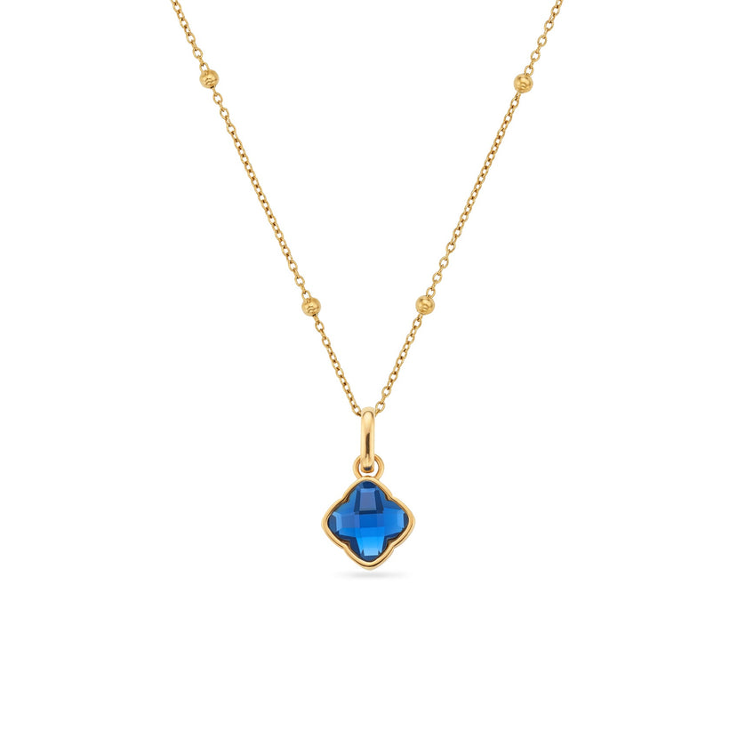 Faceted Birthstone Clover Necklace (Gold) - Updated