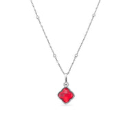 Faceted Birthstone Clover Necklace (Silver) - Updated