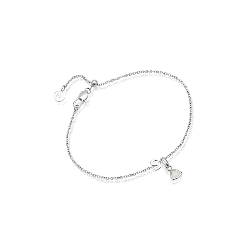 Birthstone & Little Luxe Letter Bracelet (Silver)