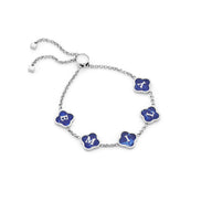 Rose Quartz Clover Custom Name Bracelet (Silver)