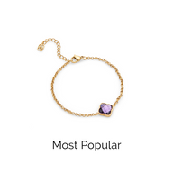 Faceted Birthstone Clover Bracelet (Gold)