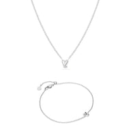 Stacey's Stories Doodle Heart Bracelet & Necklace Bundle (Silver)