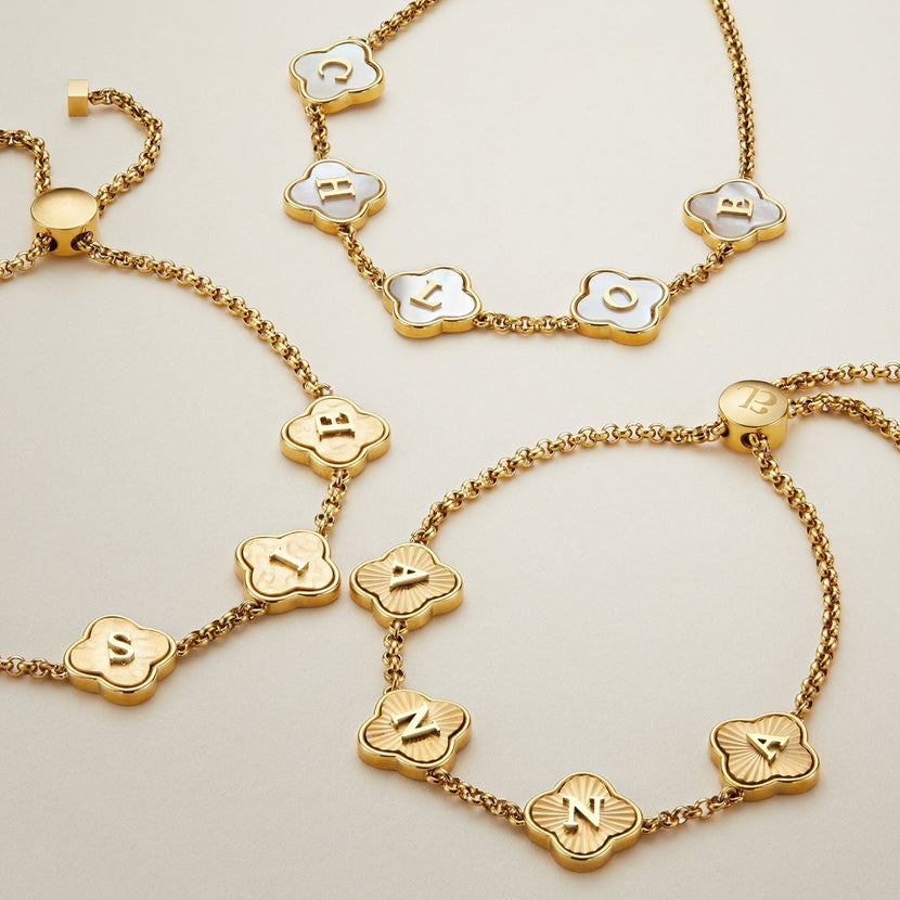 DP Copy of Clover Custom Name Bracelet (Gold)