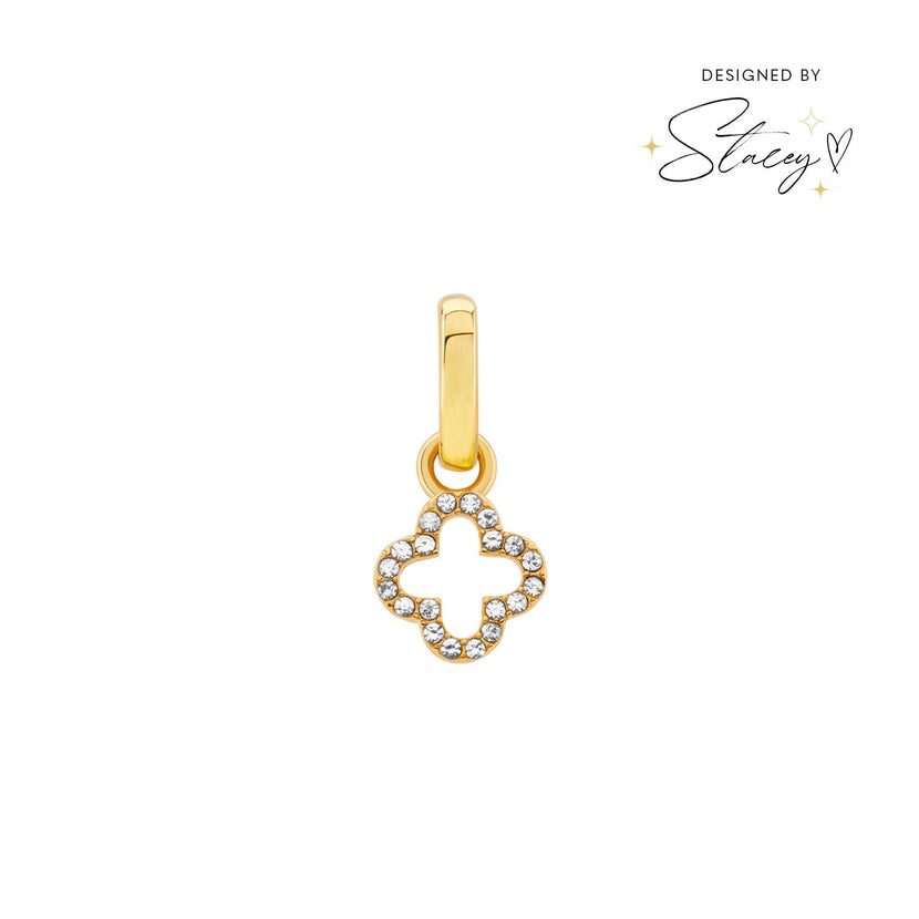 Stacey's Stories Crystal Clover Charm (Gold)