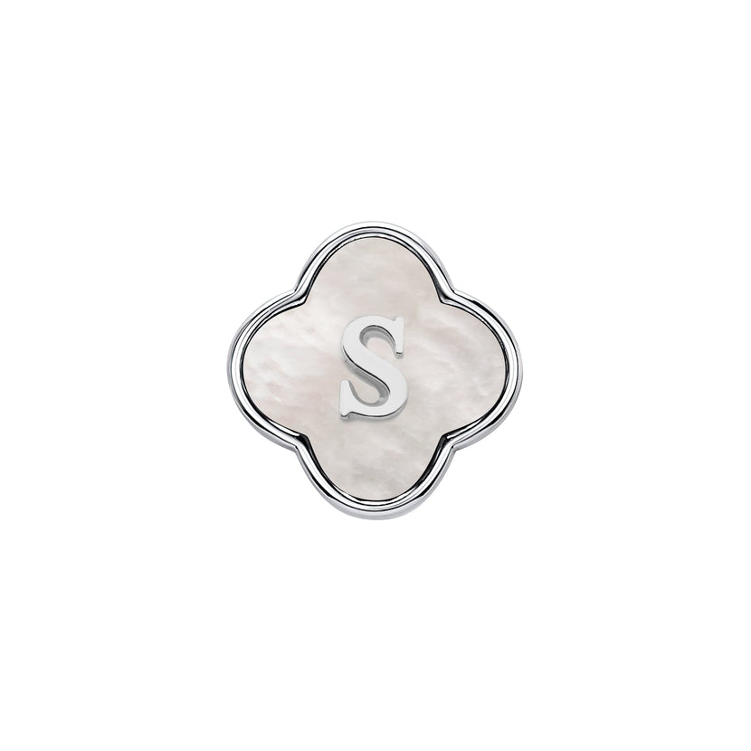 Pearl Clover Charms (Silver) - Initials