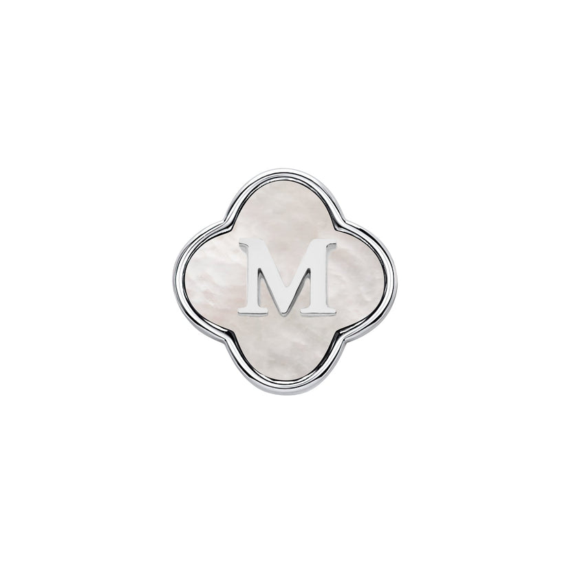 Pearl Clover Charms (Silver) - Initials