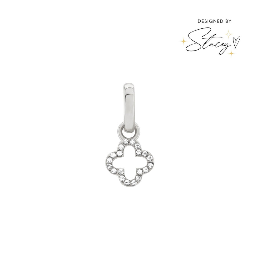 Stacey's Stories Crystal Clover Charm (Silver)