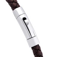 Men's Brown Bonded Leather Bracelet (Silver)
